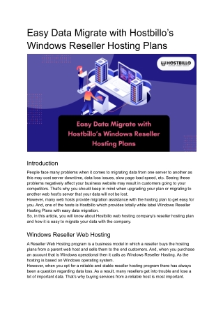 Easy Data Migrate with Hostbillo’s Windows Reseller Hosting Plans