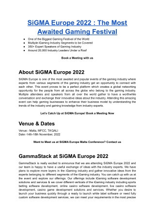 SiGMA Europe 2022