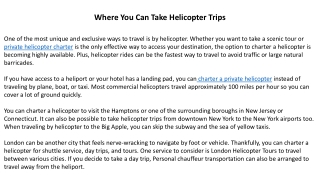 Where You Can Take Helicopter Trips