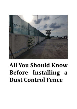 All You Should Know Before Installing a Dust Control Fence