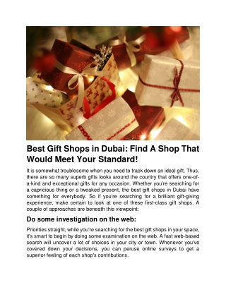 Best Gift Shops in Dubai Find A Shop That Would Actually Meet Your Standard