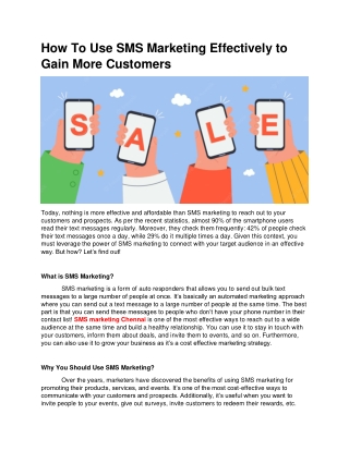 How To Use SMS Marketing Effectively to Gain More Customers