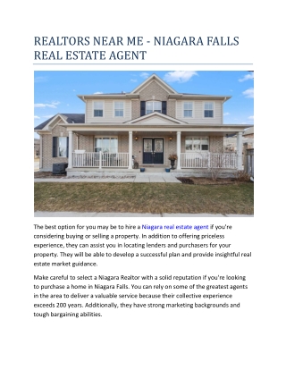 REALTORS NEAR ME - NIAGARA FALLS REAL ESTATE AGENT