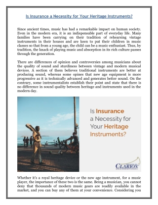 Is Insurance a Necessity for Your Heritage Instruments?