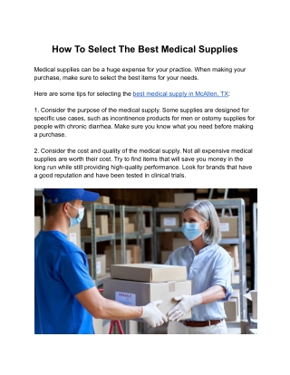 How To Select The Best Medical Supplies