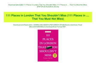 Download [ebook]$$ 111 Places in London That You Shouldn't Miss (111 Places in .... That You Must Not Miss) [PDF EPuB Au