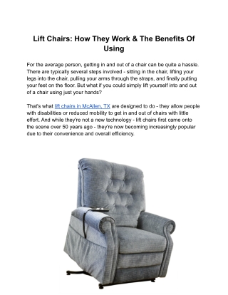 Lift Chairs: How They Work & The Benefits Of Using