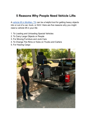 5 Reasons Why People Need Vehicle Lifts