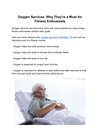 Oxygen Services: Why They're a Must for Fitness Enthusiasts