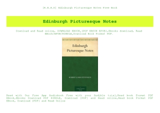 [R.E.A.D] Edinburgh Picturesque Notes Free Book