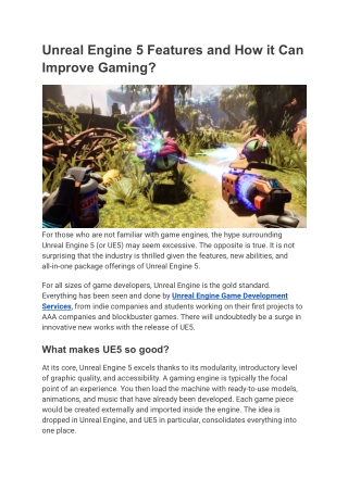 Unreal Engine 5 Features and How it Can Improve Gaming?