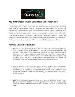 Key differences between Sales Cloud vs Service Cloud - Ignyto