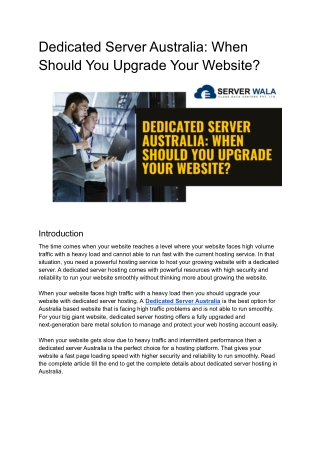 Dedicated Server Australia_ When Should You Upgrade Your Website_