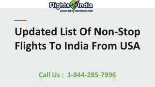 Updated List Of Non-Stop Flights To India From USA