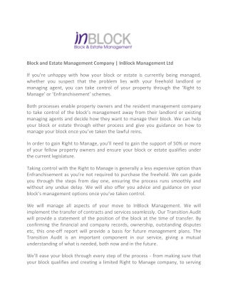 Block and Estate Management Company - InBlock Management Ltd