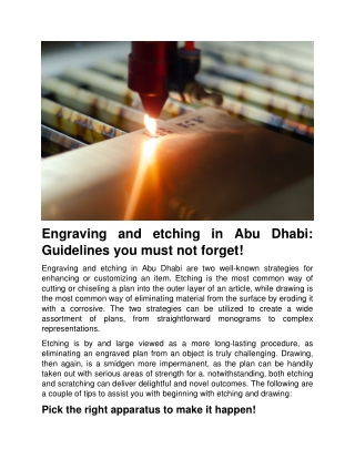 Engraving and etching in Abu Dhabi Guidelines you must not forget