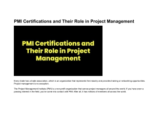 PMI Certifications and Their Role in Project Management