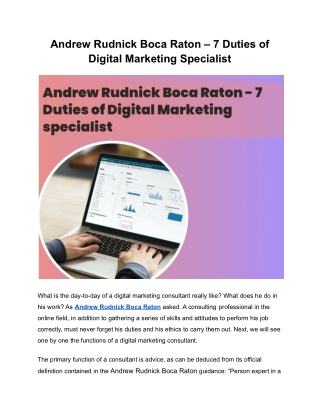 Andrew Rudnick Boca Raton – 7 Duties of Digital Marketing Specialist