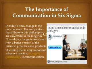 Importance of Communication in Six sigma certification