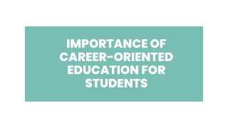 Importance of career-oriented education for students