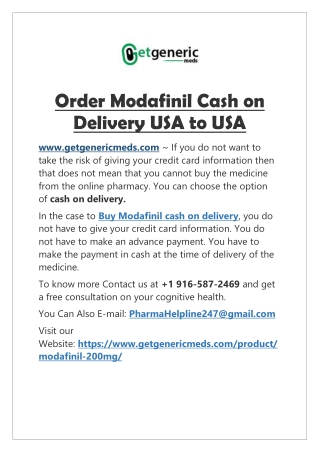 Order Modafinil 200mg online | Buy Modafinil safe Cash on Delivery (C.O.D)