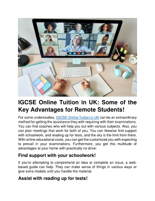 IGCSE Online Tuition in UK Some of The Key Advantages for Remote Students