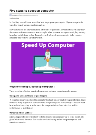 Five steps to speedup computer