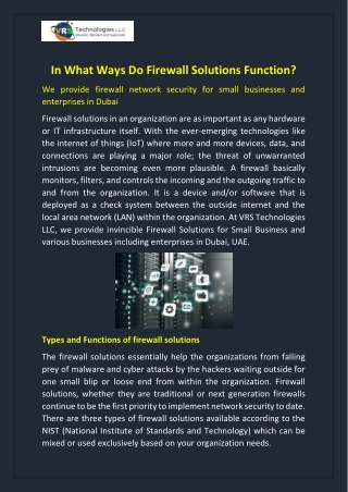 In What Ways Do Firewall Solutions Function