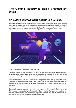 The Gaming Industry Is Being Changed By Web3