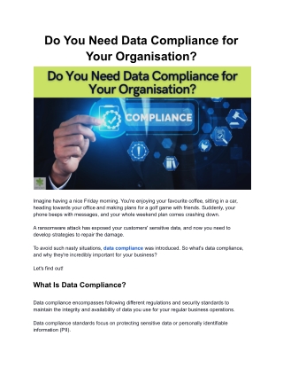 Do You Need Data Compliance for Your Organisation?