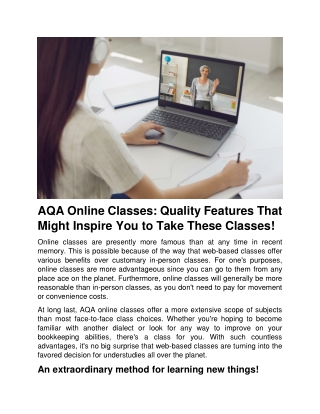 AQA Online Classes  Quality Features That Might Inspire You to Take These Classes