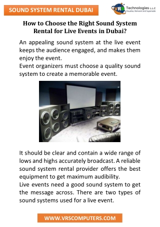 How to Choose the Right Sound System Rental for Live Events in Dubai?