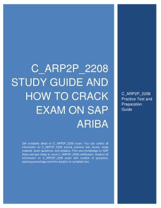 C_ARP2P_2208 Study Guide and How to Crack Exam on SAP Ariba