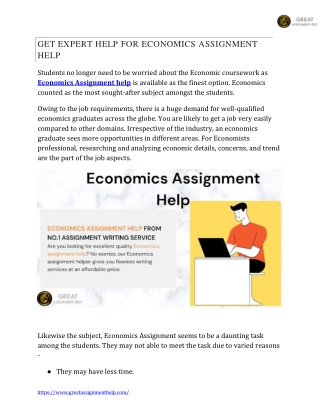 GET EXPERT HELP FOR ECONOMICS ASSIGNMENT HELP