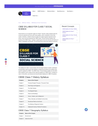 CBSE Syllabus for Class 7 Social Science- PW