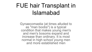 FUE hair Transplant in Islamabad