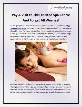 Spa Center in Churchgate