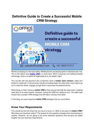 Definitive Guide to Create a Successful Mobile CRM Strategy