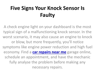 Five Signs Your Knock Sensor Is Faulty