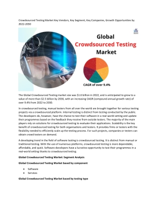 Crowdsourced Testing Market Report 2022 Market SWOT Analysis, Key Indicators