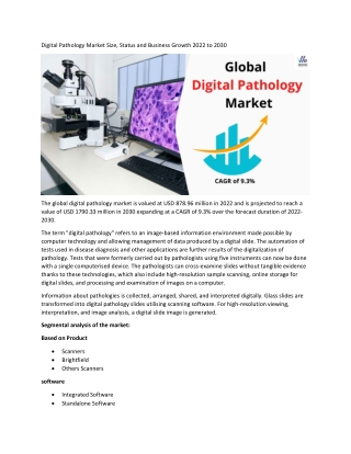 Digital Pathology Market 2022 by Manufacturers, Regions, Type and Application