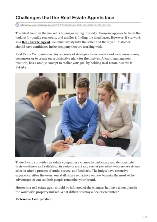 Challenges that the Real Estate Agents face