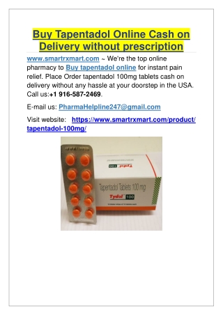 Buy Tapentadol Online Cash on Delivery without prescription