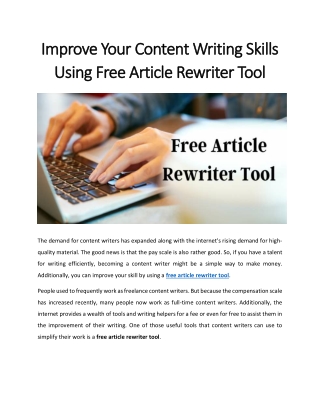 Improve Your Writing Skills Using Free Rewriter Tool