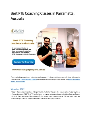 Best PTE Coaching Classes in Parramatta