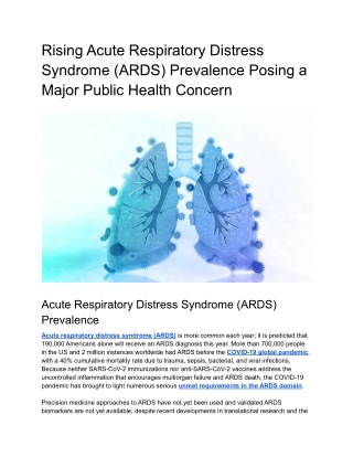 Rising Acute Respiratory Distress Syndrome (ARDS) Prevalence Posing a Major Public Health Concern