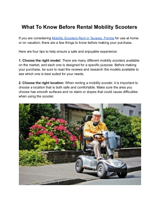 What To Know Before Rental Mobility Scooters