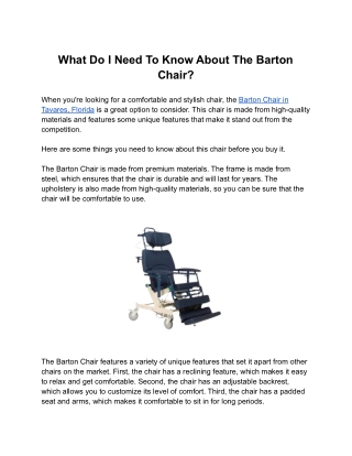 What Do I Need To Know About The Barton Chair?