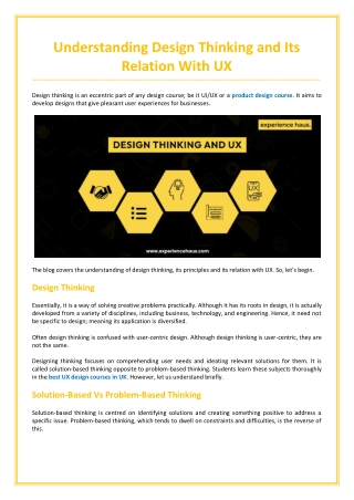 Understanding Design Thinking and Its Relation With UX