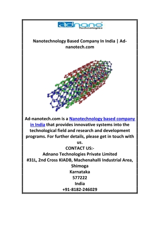 Nanotechnology Based Company In India Ad-nanotech.com